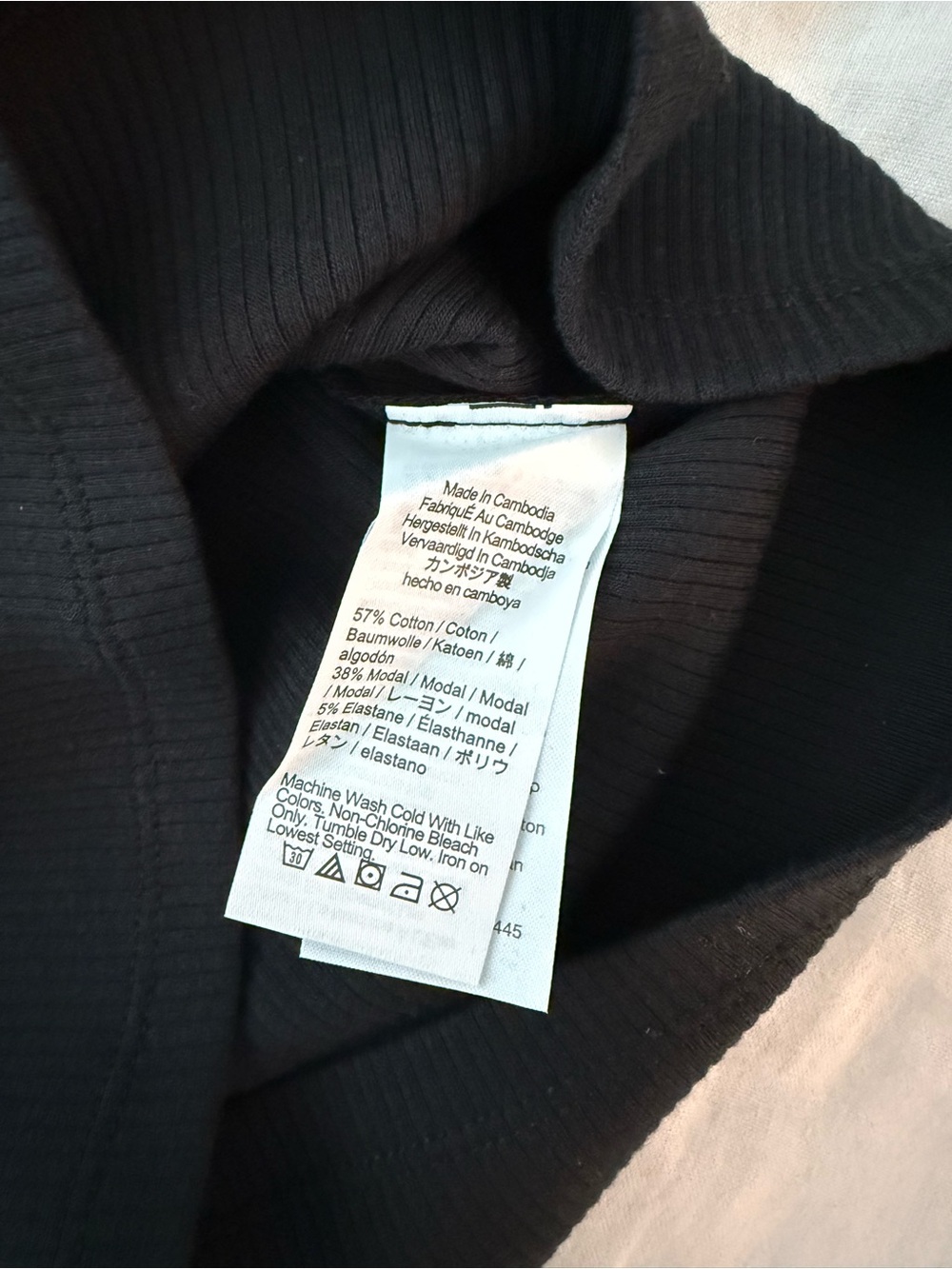 J. Crew Black Ribbed Polo Top with Cream Placket and Collar - Picture 3 of 4